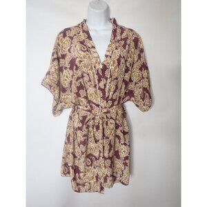Val Mode Sleeveless‎ Nightgown Short Sleeve Robe Paisley Women M Vintage